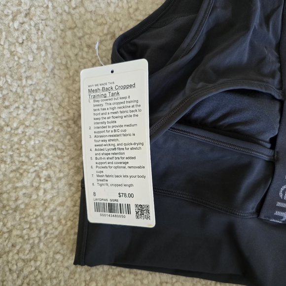 NWT Lululemon Mesh back training cropped training tank size 8 - Picture 6 of 7